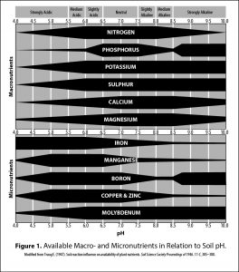 Chart of available macronutrients and micronutrients in relation to soil pH